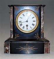 Lot 95 - A circa 1900 slate mantel clock
