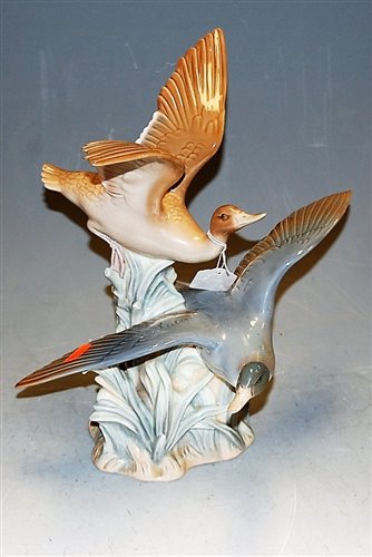 Lot 109 - A Lladro porcelain duck group, incised number...