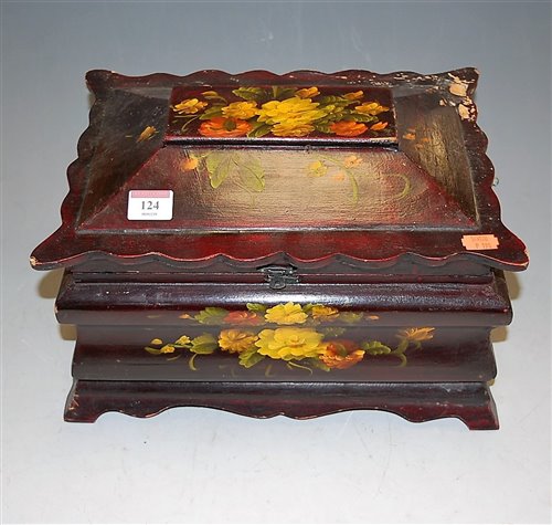 Lot 124 - A Continental painted softwood unfitted box,...