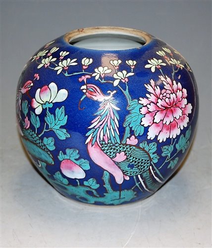 Lot 126 - A Chinese stoneware ginger jar, enamel...