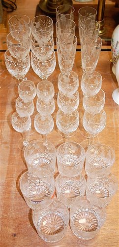 Lot 139 - A suite of wheel engraved glassware,...