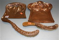 Lot 144 - Two Victorian copper and embossed dust-pan and...