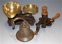 Lot 155 - A cast iron and brass set of weighing scales;...