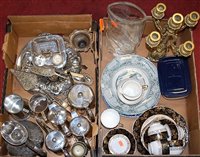 Lot 175 - Two boxes of mixed effects, to include silver...
