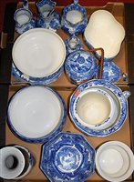 Lot 183 - Two boxes of blue and white tableware, to...