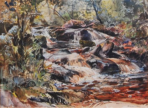 Lot 290 - Alexander S. Burns (1911-1987) - Rocky stream...