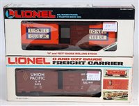 Lot 377 - 9 x boxed Lionel plastic bogie wagons...