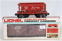 Lot 377 - 9 x boxed Lionel plastic bogie wagons...