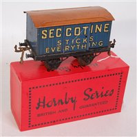 Lot 414 - Hornby 1924-8 blue Seccotime van - scratches...