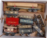 Lot 416 - A tray of 9 assorted Hornby pre war wagons...