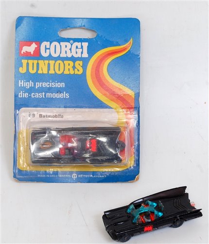 Lot 1612 - A Corgi Juniors No. 69 Batmobile housed on...