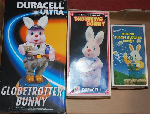 Lot 91 - Three various boxed Duracell Bunny boxed toys...