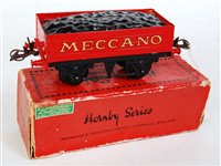 Lot 490 - 1931-32 Hornby red Meccano coal wagon, couple...