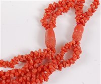 Lot 2587 - A 19th century coral necklace, the four strand...
