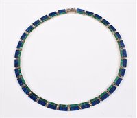 Lot 161 - A silver, lapis lazuli and malachite necklace,...
