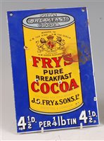 Lot 198 - A small Fry's Pure Breakfast Cocoa enamel...
