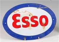 Lot 200 - A small ESSO oval enamel advertising sign,...