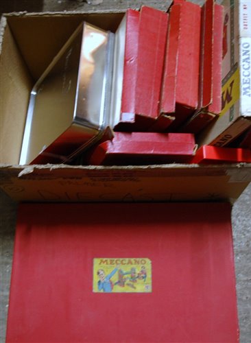 Lot 197 - Large box containing nine empty Meccano boxes...