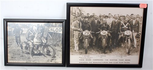 Lot 27 - Two framed and glazed Junior TT and motorcycle...