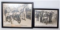 Lot 28 - Two framed and glazed TT and motorcycle...