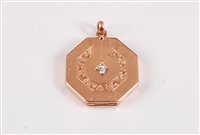 Lot 302 - A diamond set locket, the octagonal hinged...