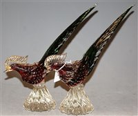 Lot 36 - A pair of Murano glass models of pheasants,...
