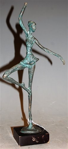 Lot 108 - A c1960's bronze figure of a ballerina, in...