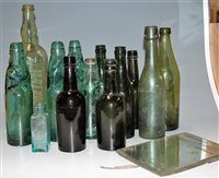 Lot 56 - A box of miscellaneous glass bottles to...