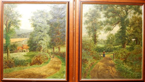 Lot 1009 - Edwin Earp (1851-1945) - figures on a country...