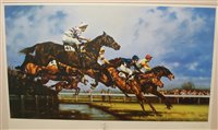 Lot 1014 - Graham Isom - steeplechase print, framed and...