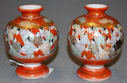 Lot 176 - A pair of Japanese Meiji period Kutani vases...