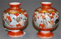 Lot 176 - A pair of Japanese Meiji period Kutani vases...