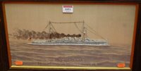 Lot 1051 - A framed silkwork study of HMS Newcastle 1910,...