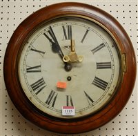Lot 1115 - A Victorian mahogany circular school clock,...