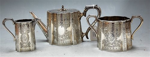 Lot 205 - A late Victorian silver bachelor's three piece...