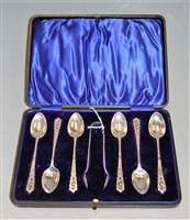 Lot 207 - A set of six George V silver teaspoons, each...