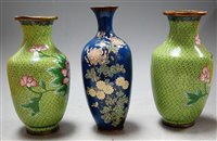 Lot 214 - A pair of Japanese cloisonne vases of baluster...