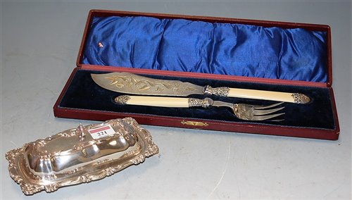Lot 221 - A cased set of Victorian silver plated fish...