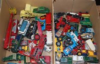 Lot 405 - Two boxes of various loose playworn diecast...