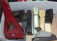 Lot 434 - A single box of mid century and later staplers...