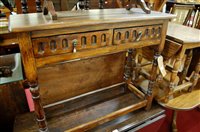 Lot 1173 - An oak and beech two drawer hall table;...