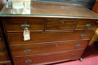 Lot 1185 - A 19th century mahogany squarefront chest, of...