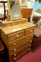 Lot 1197 - A modern pine round cornered chest of two...