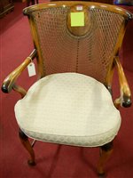 Lot 1268 - A walnut, figured walnut and cane inset tub...