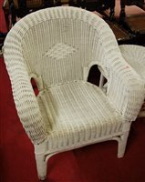 Lot 1279 - A pair of white painted wicker conservatory...