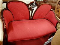 Lot 1281 - An Edwardian mahogany and upholstered twin...