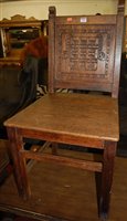 Lot 1285 - A joined and relief carved oak panelled seat...