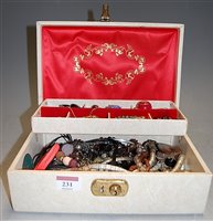 Lot 231 - A box of miscellaneous costume jewellery to...