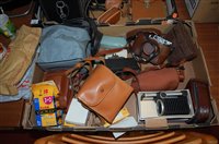 Lot 348 - Two boxes of miscellaneous cameras and...