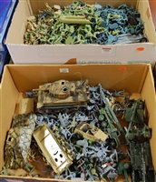 Lot 1404 - Two boxes containing a quantity of plastic and...